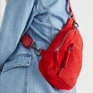 Free People Red Suede Sling Bag